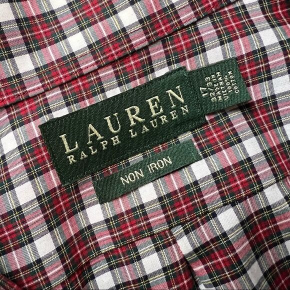‎Lauren Ralph Lauren Red Plaid Button Classic Shirt - Picture 5 of 9